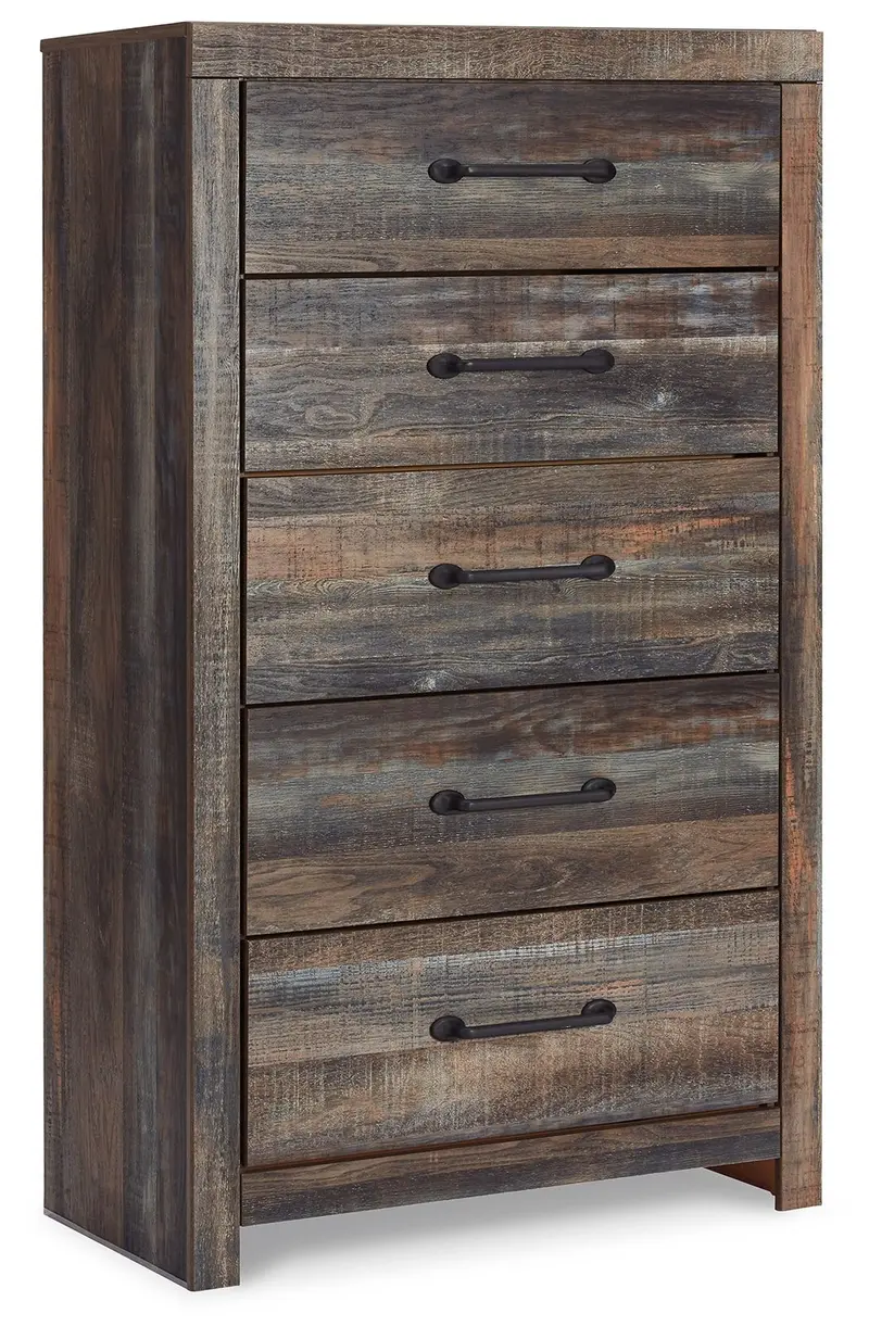Drystan Brown and Beige Five-Drawer Chest