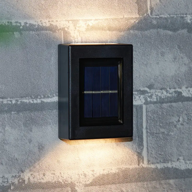 Dual Pack Solar-Powered Wall Lights – Warm White LED, Matte Black Finish