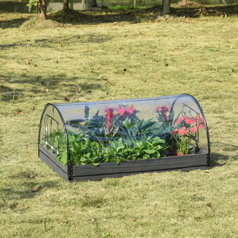 Dual-Purpose Garden Planter Box with Ventilated Greenhouse Windows – 120 × 79 × 53 cm