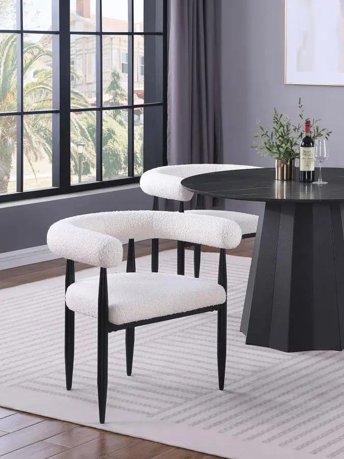 Dunmore Cream Bouclé Dining Arm Chairs – Set of 2