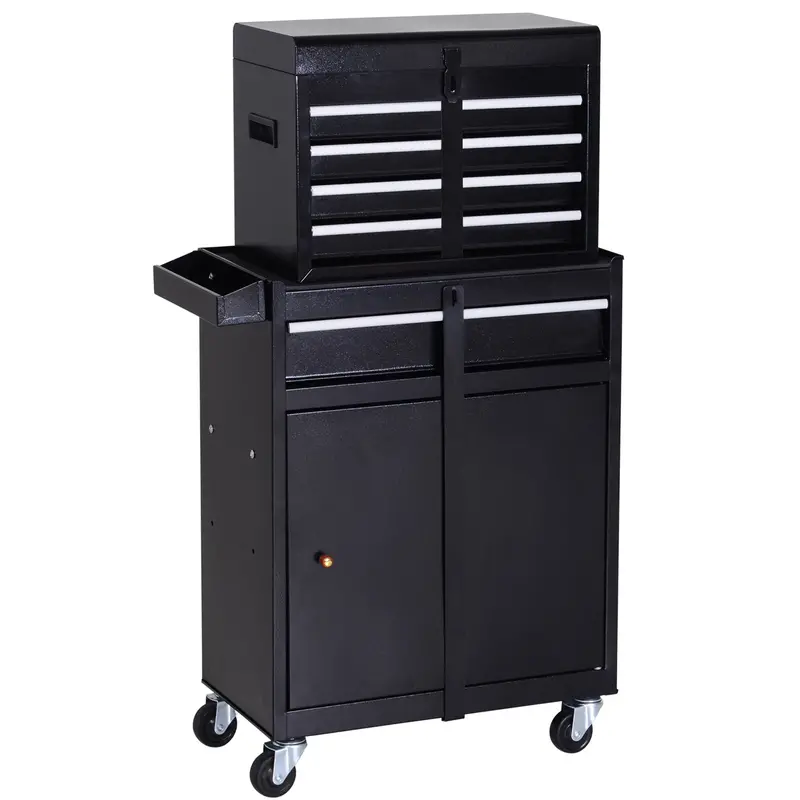 DURHAND 2-in-1 Mobile Tool Chest with 5 Drawers, Pegboard, and Casters