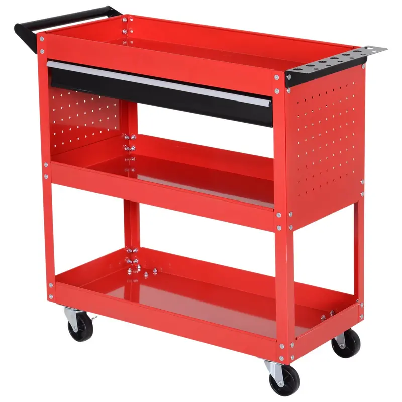 DURHAND 3-Tier Heavy-Duty Tool Trolley with Locking Casters