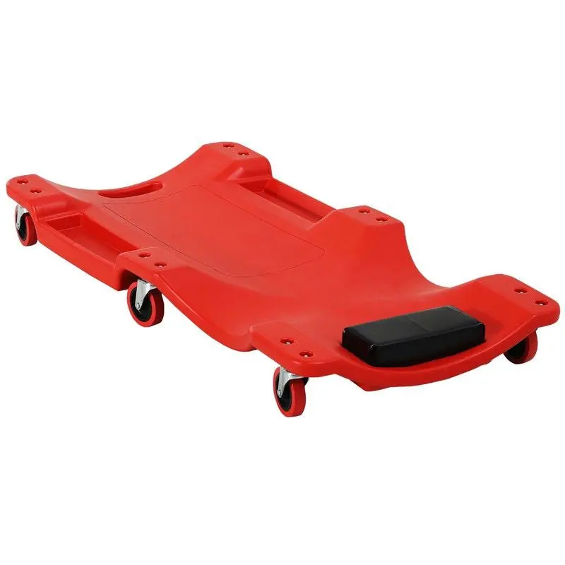 Durhand Red Mechanic Creeper Trolley – Ergonomic Low-Profile Service Cart with Headrest