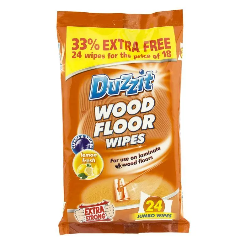 Duzzit Wood Floor Cleaning Wipes – 24-Count Disposable Mop Pads