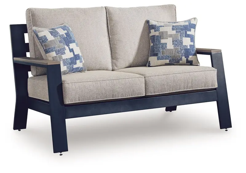 East Beach Blue Outdoor Loveseat with Comfort Cushions
