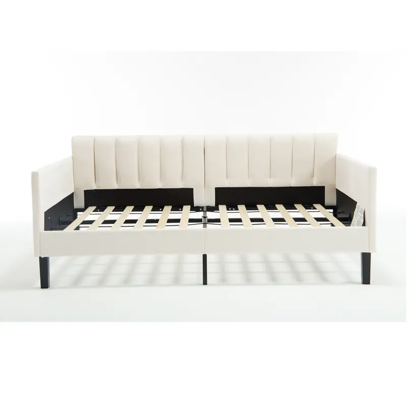 Elena Bouclé Tufted Daybed with Ribbed Backrest