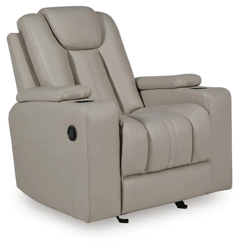 Elevate Edges Glider Recliner in Coin Upholstery