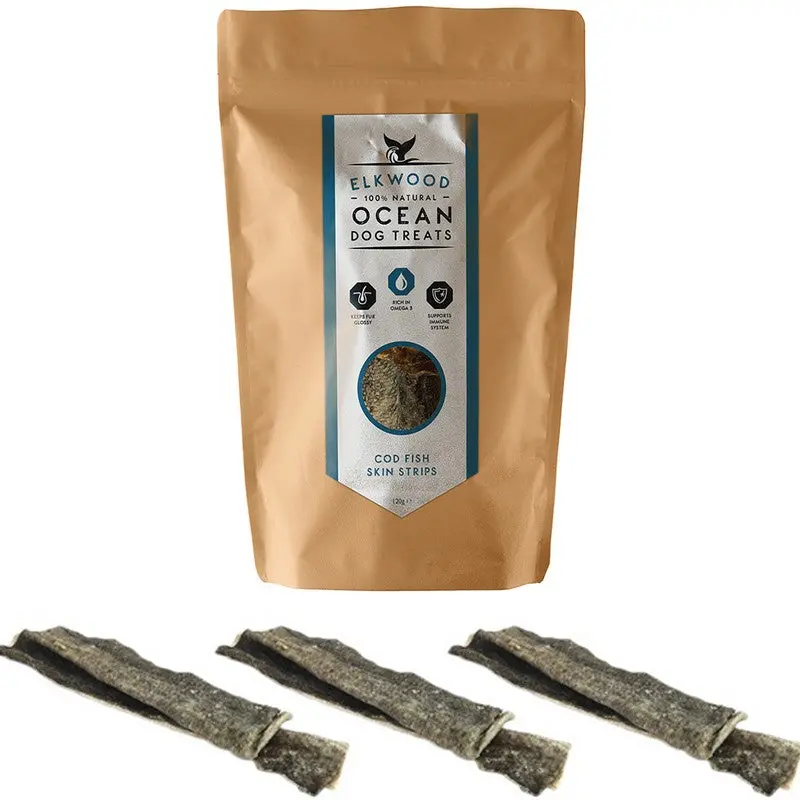 Elkwood Sea Creature Fish-Shape Dog Treats – Natural Vegetable-Based Chew, 120g Pack