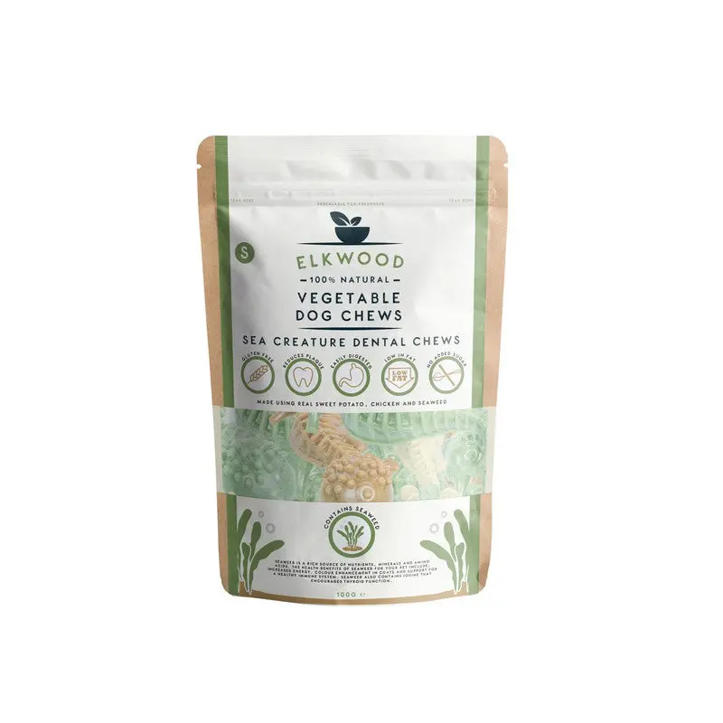 Elkwood Vegetable Dental Chews for Small Dogs – Ocean-Themed Crunchy Treats (100 g)