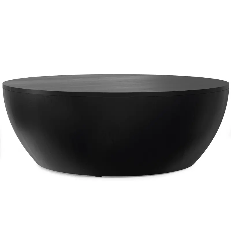 Elmbrook Drum-Shaped Coffee Table – Textured Drum Design Accent Table