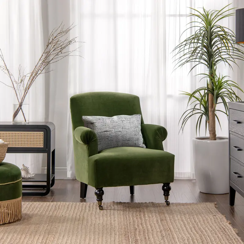Eloise Pleated Sock-Arm Accent Chair with Tailored Design