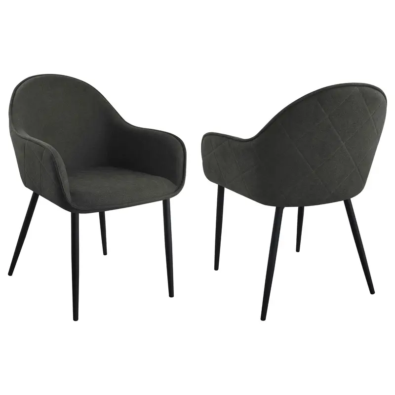 Emma Charcoal Fabric Dining Arm Chairs – Set of 2