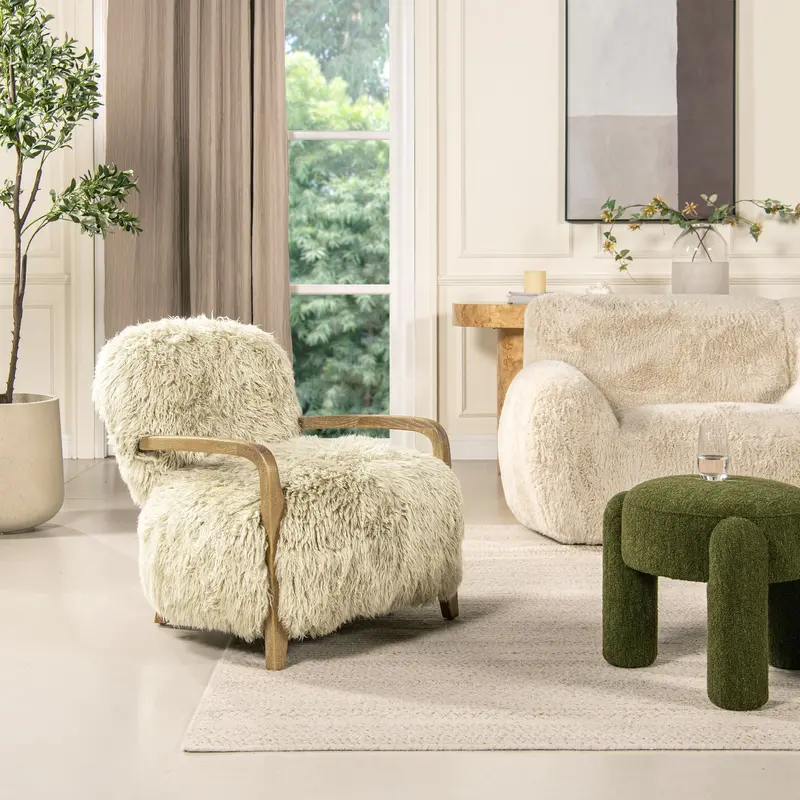 Enchante Sheepskin Accent Armchair – Taupe and Natural New Zealand Wool