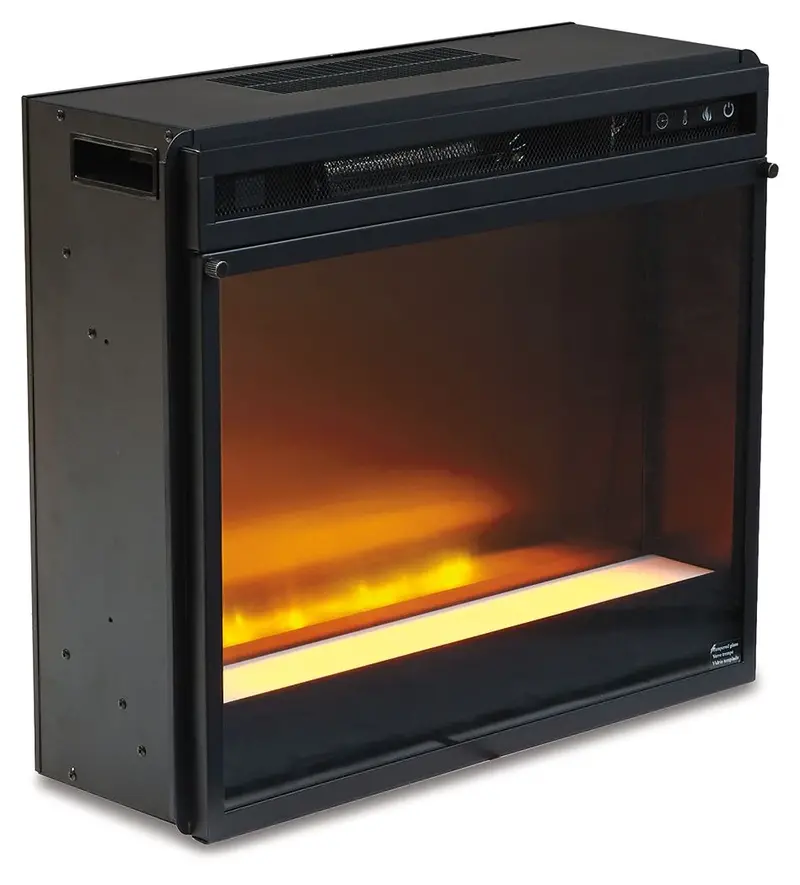 Entertainment Accessories Black Fireplace Insert Kit – Glass and Stone Media Panel