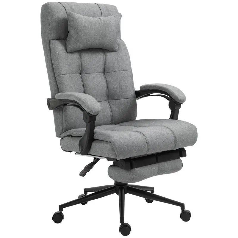 Ergonomic Office Chair with Footrest, Lumbar Support, Headrest, and Armrests – Light Grey