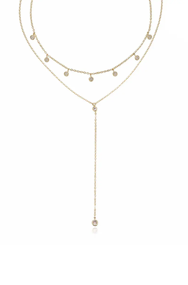 Ettika Simplistic Crystal Lariat Necklace Set – Versatile Layering Piece