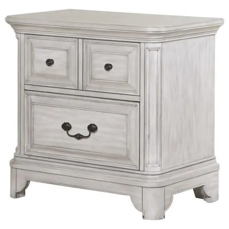 Farmhouse-Style Antique White Nightstand with Classic Proportions