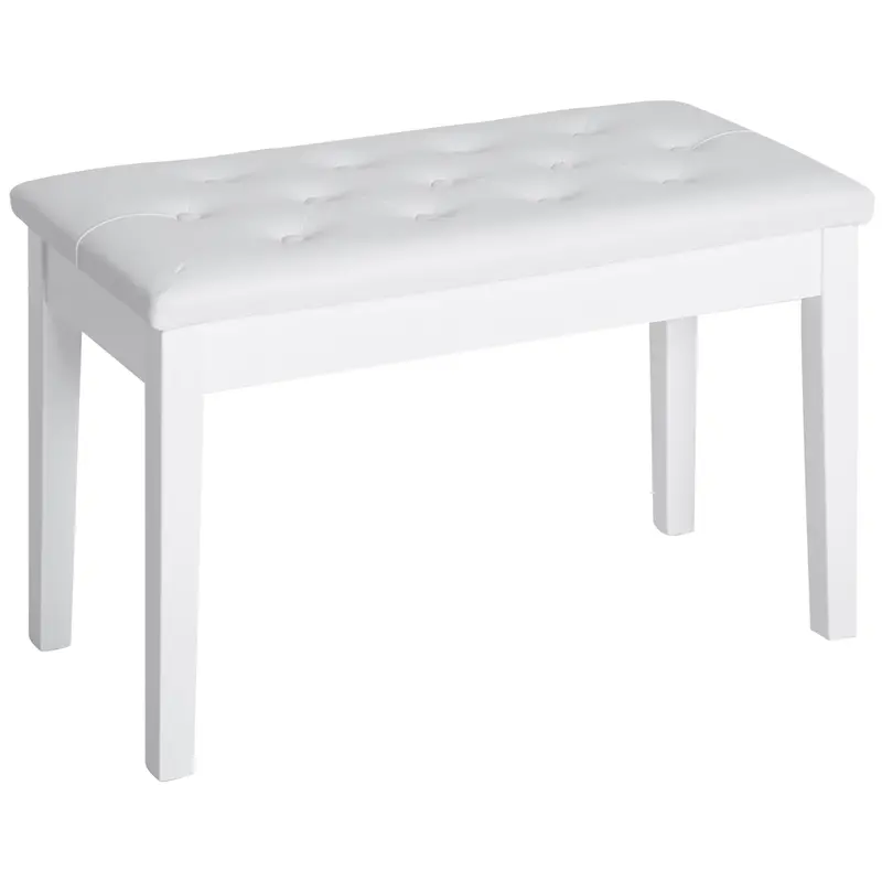 Faux Leather Piano Bench with Tufted Cushioning and Storage