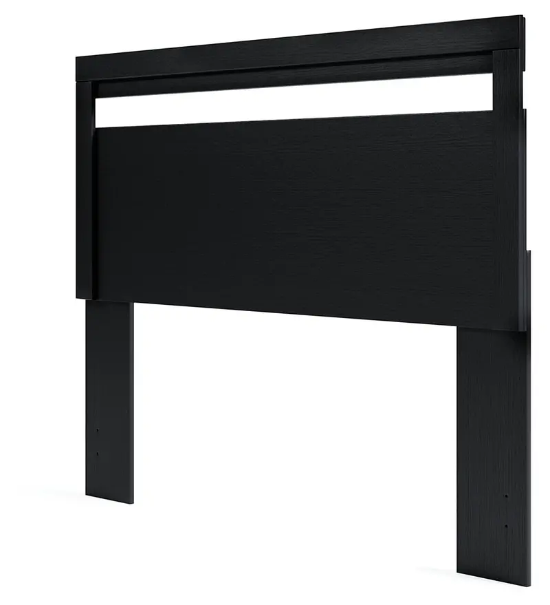 Finch Black Queen-Sized Panel Headboard – Solid Wood Frame