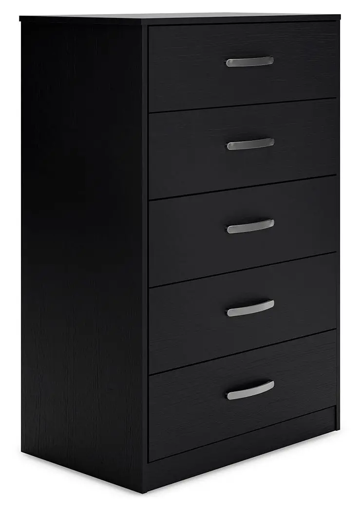 Finch Five-Drawer Tall Chest – 46-Inch Black Storage Unit