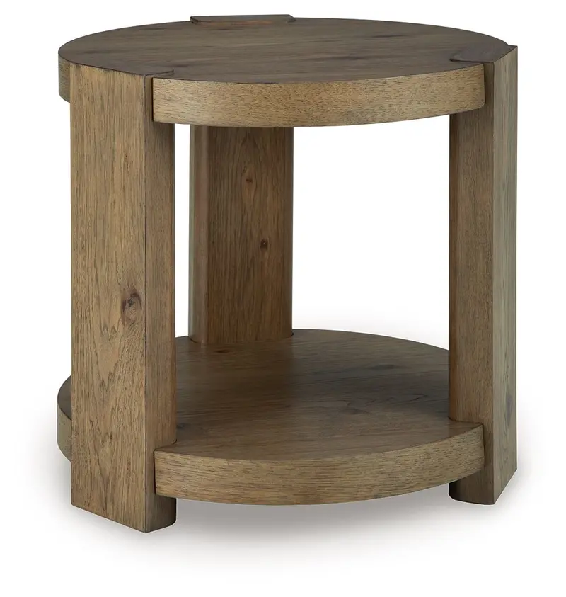 Flangren Light Brown Round End Table