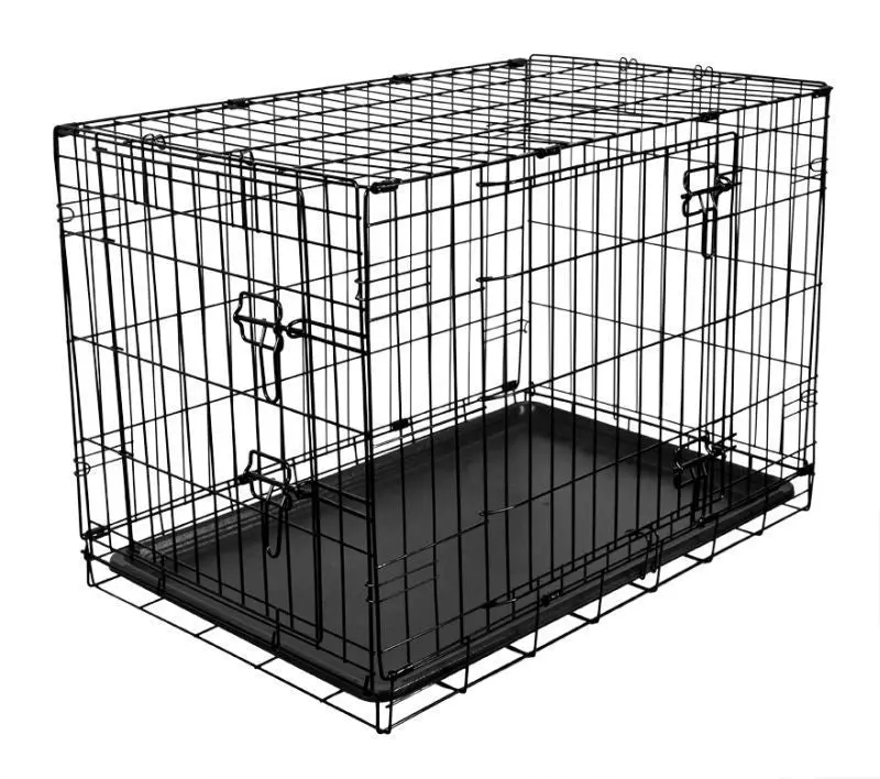 Flat-Fold Metal Crate with Removable Plastic Tray – Medium-Sized Storage or Pet Housing Solution