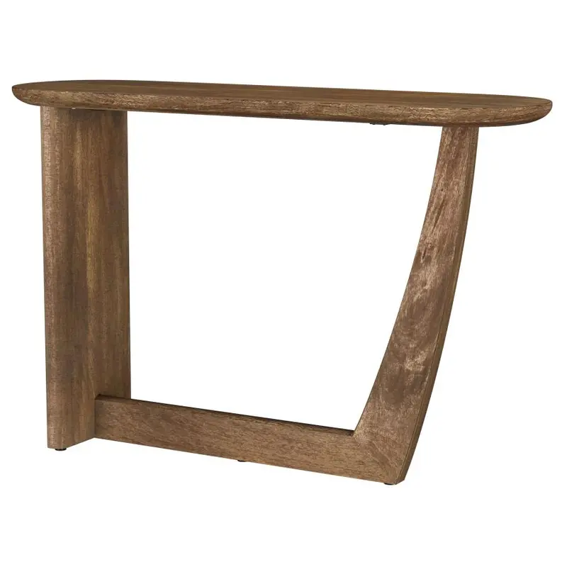Fletcher Mango Wood Oval Entry Console Table in Warm Brown Finish