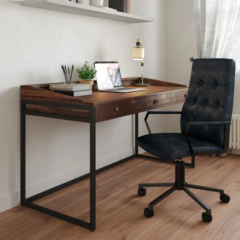 Foley Swivel Office Chair – Distressed Blue Ergonomic Design
