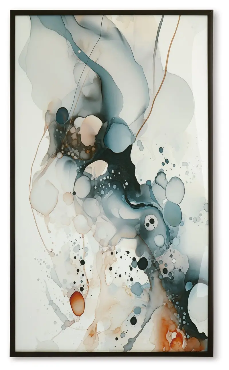 Foxenburg Blue, Amber, and White Abstract Wall Art