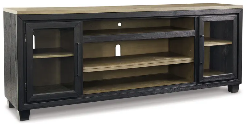 Foyland Black and Brown XL TV Stand with Optional Electric Fireplace