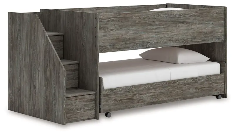 Frandern Twin-over-Twin Loft Bed in Gray