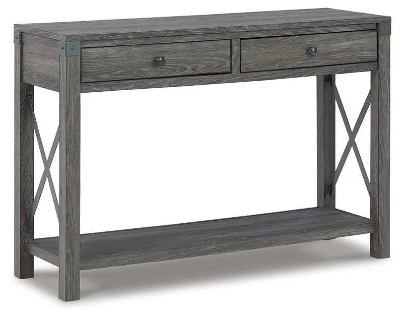 Freedan Grayish Brown Console Sofa Table – Slim Profile