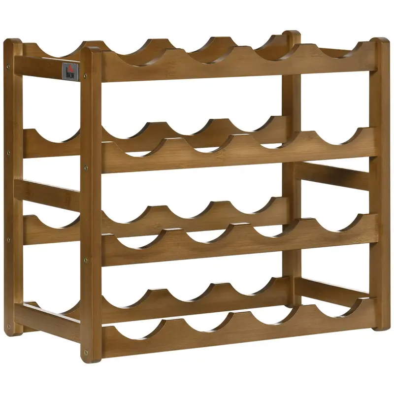 Freestanding Bamboo Wine Rack – 16-Bottle Vertical Display Stand
