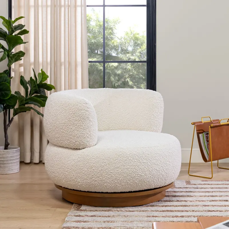 Fuji 360° Swivel Low-Back Barrel Chair – Ivory White