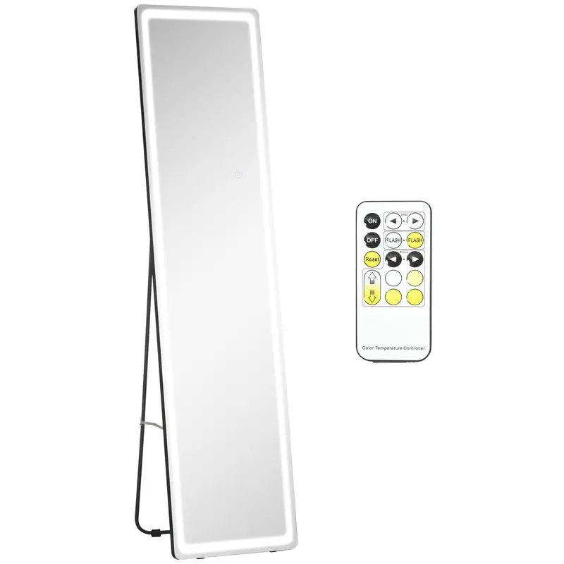 Full-Length LED Mirror with Remote-Controlled Brightness Settings