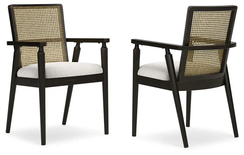 Galliden Black Upholstered Dining Arm Chairs (2-Pack)