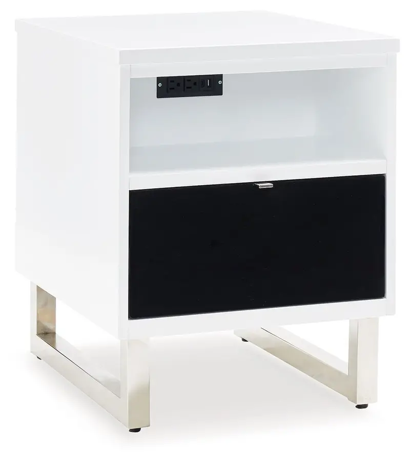 Gardoni White-and-Black Chair-Side End Table