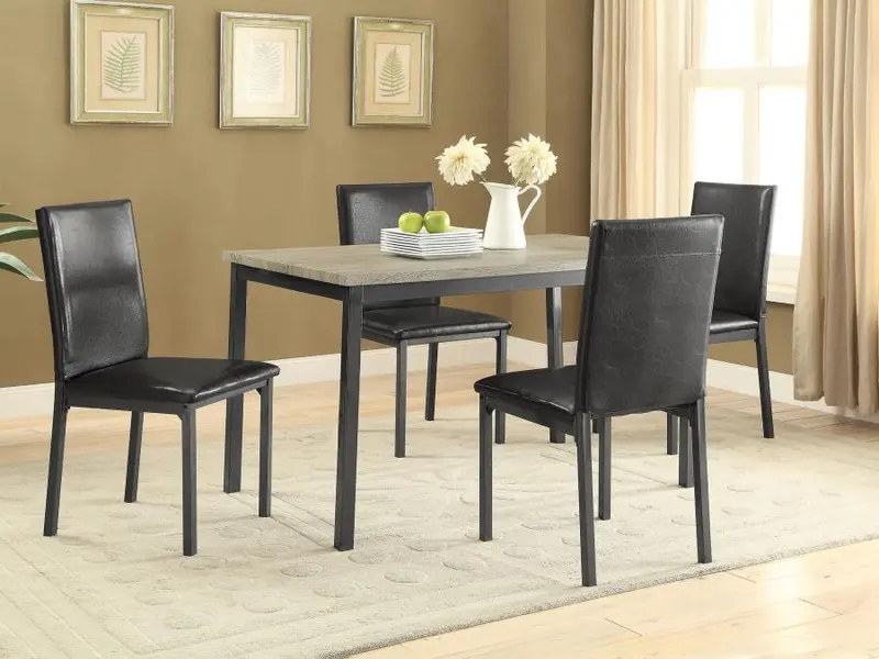 Garza Black 5-Piece Rectangular Dining Set