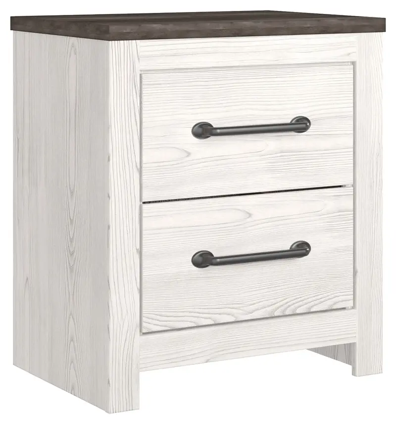 Gerridan Two-Drawer Nightstand – White and Gray Bedroom Accent Table