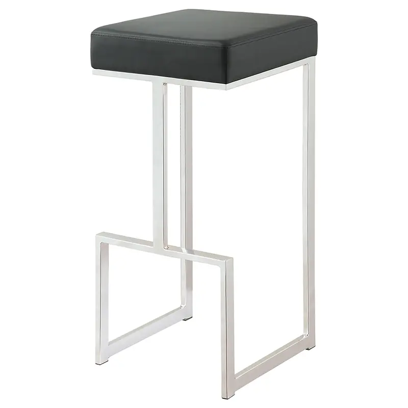 Gervase Black-and-Chrome Square Bar-Height Stool