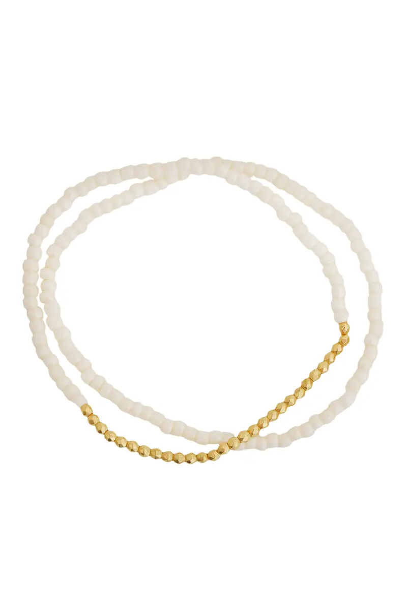 Golden Ivory Duo Earrings – Mixed Ivory and Gold Tone