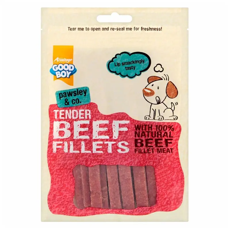 Good Boy Tender Beef Fillet Dog Treats – Single-Ingredient, 90g Resealable Bag