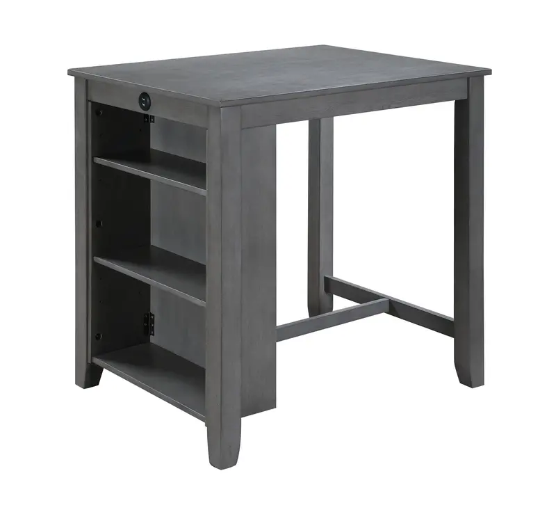 Graham Compact Counter-Height Dining Table – Small-Space Friendly with Built-in USB Charging & Open Shelving
