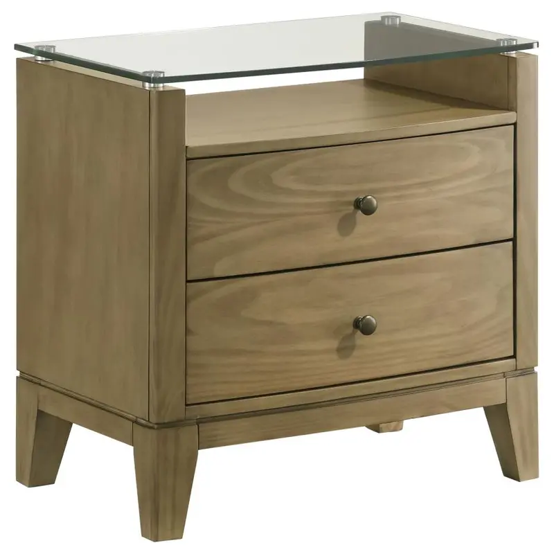 Granada Natural Pine 2-Drawer Glass-Top Nightstand