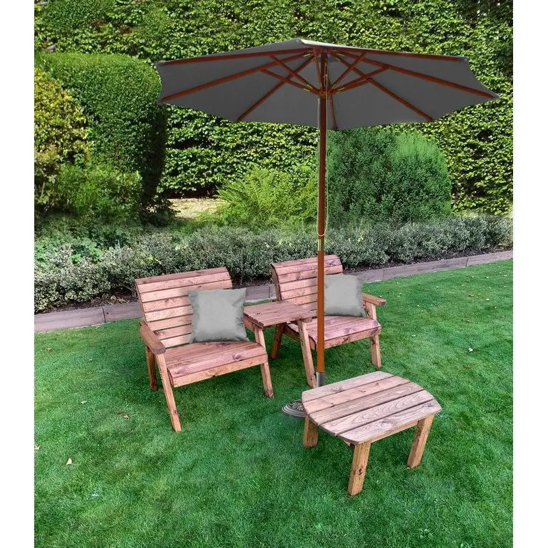 Grand Two-Person Tête-à-Tête Garden Seat in Grey by Charles Taylor
