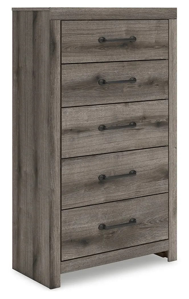 Graystorm Five-Drawer Chest – Two-Tone Brown and Gray Wood-Finish Storage