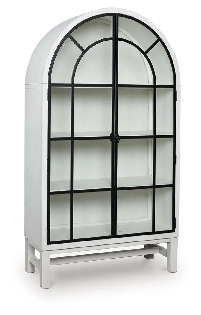 Greddinton Glass-Front Display Cabinet with Adjustable Shelving