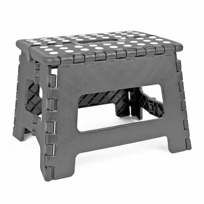 Grey & White Polka Dot Compact Folding Stool
