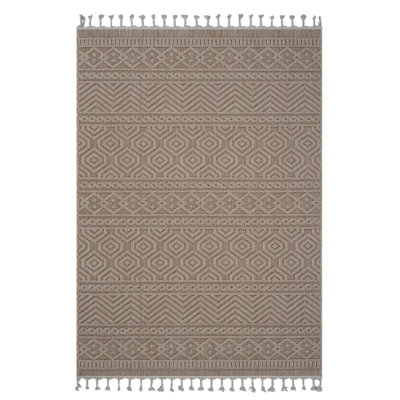 Guros Mocha Geometric Indoor/Outdoor Area Rug – 8 ft x 10 ft