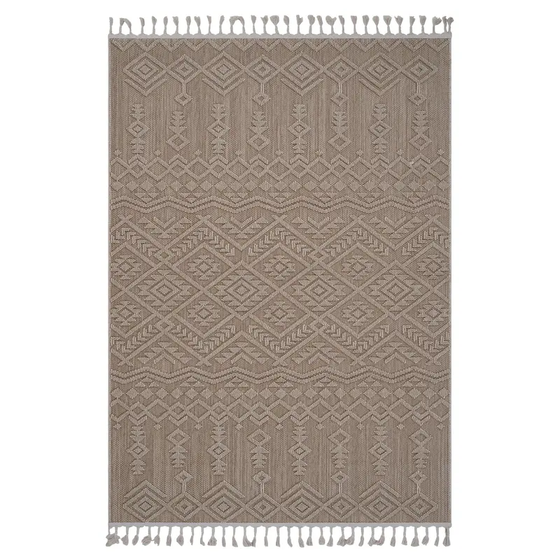Guros Natural 6′ x 9′ Traditional Indoor-Outdoor Area Rug
